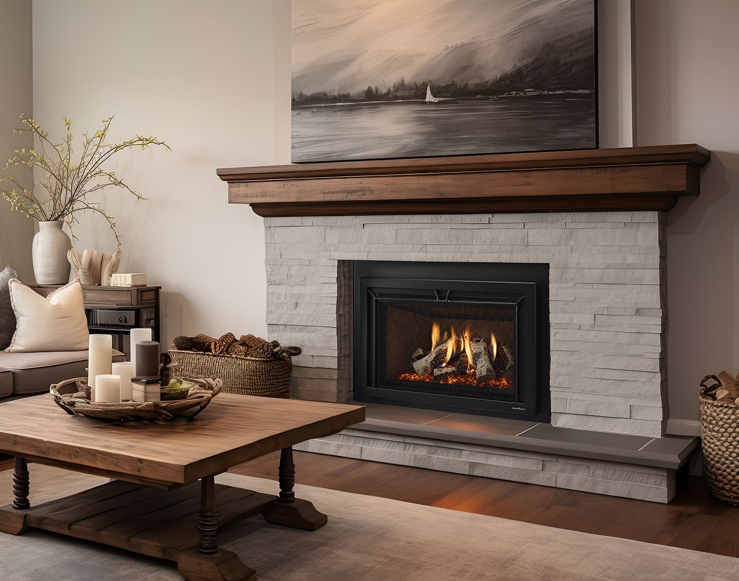 HNG_SupremeX_30_TranqGreige_Birch_BlkIronAge_Room-copy Gas Insert SupremeX 30